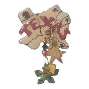 Lunch at The Ritz Single Texas‎ Earring Gold Tone Pierced Dangle Signed